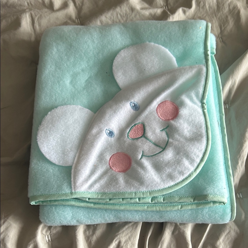 Adorable Mint Green Bear Blanket